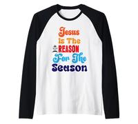 Jesus is The Reason for The Season Bible Merry Christmas Raglan Baseball Tee