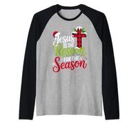 Jesus is The Reason for The Season Christian Holiday Spirit Raglan Baseball Tee
