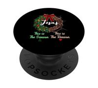 Jesus is the Reason for the Season Christian Xmas Wreath PopSockets Adhesive PopGrip