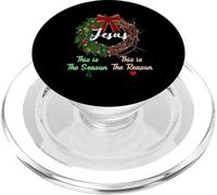 Jesus is the Reason for the Season Christian Xmas Wreath PopSockets PopGrip for MagSafe