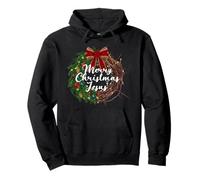 Jesus is the Reason for the Season Christian Xmas Wreath Pullover Hoodie