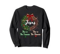 Jesus is the Reason for the Season Christian Xmas Wreath Sweatshirt