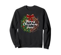Jesus is the Reason for the Season Christian Xmas Wreath Sweatshirt