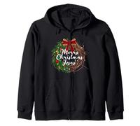 Jesus is the Reason for the Season Christian Xmas Wreath Zip Hoodie