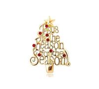 Jesus is The Reason for The Season Christmas Tree Brooch Lapel Pin for Women - Dainty Crystal Red CZ Xmas Holiday Brooches Pins Fashion Cloth Decorations Jewelry Religious Church Party Favor Accessory