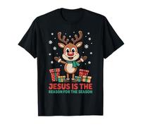 Jesus is The Reason for The Season Joyful Christmas Reindeer T-Shirt
