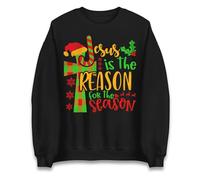 Jesus is the reason for the season jumper, Christian Christmas jumper, faith based Xmas sweatshirt Black