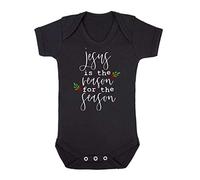 Jesus is The Reason for The Season Style one Baby Grow Vest, 3-6 Months, Black