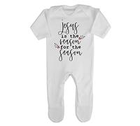 Jesus is The Reason for The Season Style one Baby Romper Jumpsuit with feet, 3-6 Months, White