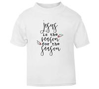 Jesus is The Reason for The Season Style one Short Sleeve Cotton Kids t Shirt, 2-3 Years, White