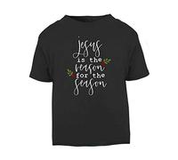 Jesus is The Reason for The Season Style one Short Sleeve Cotton Toddler t Shirt, 1-2 Years, Black