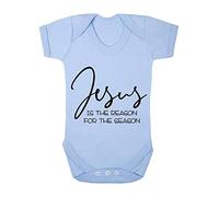 Jesus is The Reason for The Season Style Three Baby Grow Vest, 6-12 Months, Pastel Blue