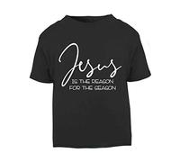 Jesus is The Reason for The Season Style Three Short Sleeve Cotton Kids t Shirt, 2-3 Years, Black