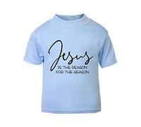 Jesus is The Reason for The Season Style Three Short Sleeve Cotton Kids t Shirt, 2-3 Years, Pastel Blue