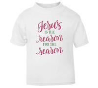 Jesus is The Reason for The Season Style Two Short Sleeve Cotton Toddler t Shirt, 1-2 Years, White