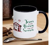 Jesus Is The Reason for The Season Tea Mug Christmas Lettering Saying Ceramic Coffee Mugs Tea Cups Custom Mug Tea Mug 11Oz Birthday Gift For Coffee Tea Hot Chocolate Milk Wine Christmas Gift