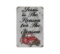 Jesus is The Reason for The Season Vintage Poster Tin Sign Bathroom Home Garden Retro Store Cafe 8X12 Inch Retro Look Metal Poster Sign for Home Farm Garage Quotes Wall Decor
