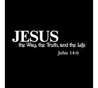 Jesus is The Way The Truth and The Life John 14:6 Christian Bible Verse Inspirational Quotes Engraving Decals 25x73.7cm Store Decoration White