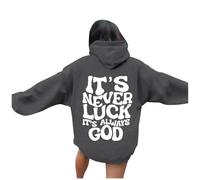 Jesus It's Never Luck It's Always God Essential Hoodies for Women Fall Christian Crewneck Pullover Sweaters Trust In The Lord Fashion Western Sporty Long Sleeve Graphic Letter Tops Light Pink