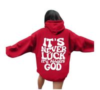Jesus It's Never Luck It's Always God Essential Hoodies for Women Fall Christian Crewneck Pullover Sweaters Trust In The Lord Fashion Western Sporty Long Sleeve Graphic Letter Tops Blue
