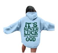 Jesus It's Never Luck It's Always God Essential Hoodies for Women Fall Christian Crewneck Pullover Sweaters Trust In The Lord Fashion Western Sporty Long Sleeve Graphic Letter Tops Light Purple