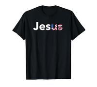 Jesus, Jesus American Flag USA Value Graphic T-Shirt, Men, Black, L