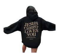 Jesus Jesus Christ Loves You Hoodies for Women Cute Letter Christian Cool Hooded Tops Trust In The Lord Comfort Graphic Casual Clothes Workou Backwoods God Jesus Saves Plain Fall Y2K Black