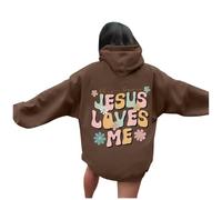 Jesus Jesus Loves Me Hoodies for Women Workou Hooded Christian Casual with Hood Sweatshirts Religious Fall Gothic Graphic Letter Sweaters God Jesus Saves Pullover 2025 Thin Coffee