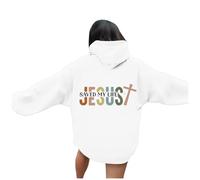 Jesus Jesus Saved My Life Hoodies for Women Comfort with Hood Christian Plain Pullover Tops Pray The Lord Loose Fit Casual Graphic Cute Essential Trust In The Lord God White