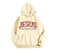 Jesus Jesus The Way The Truth and The Life Hoodies for Women Fashion Casual Christian Western with Hood Tops God Loose Fit Graphic Summer Beach Outfits 2025 Cool Faith Religious Thin Beige