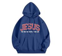 Jesus Jesus The Way The Truth and The Life Hoodies for Women Fashion Casual Christian Western with Hood Tops God Loose Fit Graphic Summer Beach Outfits 2025 Cool Faith Religious Thin Dark Blue