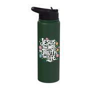 Jesus John 14: 6 Bible Verse Christian Inspirational Quote Stainless Steel Insulated Water Bottle