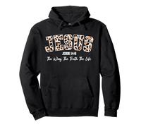 Jesus John 14:6 Leopard Print Christian Bible Verse Pullover Hoodie