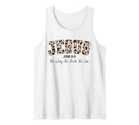 Jesus John 14:6 Leopard Print Faith Christian Bible Verse Tank Top