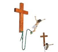 Jesus Jumping Figure, Sculpture Vintage, Aesthetic Art with Gentle Charm, Religious Ornament with Quick Setup, 8.27x7.09x2.17 Inches Spiritual Accessory, Home Accessory for Room Church