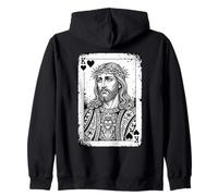 Jesus King Of Hearts - Christian Card Game Lover Zip Hoodie