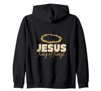 Jesus King of the Kings Bold Typography Spiritual Message Zip Hoodie