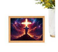 Jesus Lamp Light - 1.69 in Christian Wall Lamp, 4D LED Jesus Christ Frame Light, Sacred Easter Decor | Inspiring Religious Wall Art Painting Decoration for Home Living Room Bedroom Church Christmas