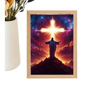 Jesus Lamp Light - Christian Wall Lamp, 4D LED Jesus Christ Frame Light, Sacred Easter Decor | Inspiring Religious Wall Art Painting Decoration for Home Living Room Bedroom Church Christmas