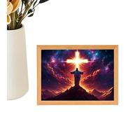 Jesus Lamp Light - Faith Inspired Frame, Sacred Art Illuminated Panel, Glow Of Devotional , Holy Scenes Display, Spiritual Interior Accent, Light Guide To The Light Of The