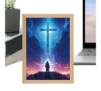 Jesus Lamp - Light Up Christian Painting, Religious Décor | Inspirational Wall Art for Bedroom, Church, Easter, Christmas, Birthday, Home, Faith Themed Illumination, Spiritual Room Lighting Accent
