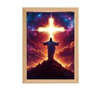 Jesus Lamp - Light Up Christian Painting, Religious Décor | Inspirational Wall Art for Bedroom, Church, Easter, Christmas, Birthday, Home, Faith Themed Illumination, Spiritual Room Lighting Accent