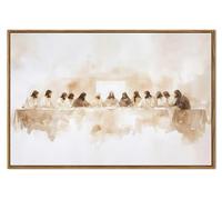 Jesus Last Supper Canvas Wall Art, Christian Paintings Wall Decor Pictures Prints, Religious Home Decor for Living Room Dining Room Church Prayer Room 24x36 inch Floating Framed