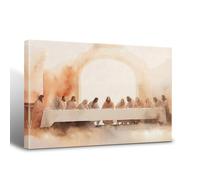 Jesus Last Supper Canvas Wall Art, Christian Wall Art Home Decor Living Room Dining Room Decor, Da Vinci Picture Canvas Print Poster Wall Decor 12x16 in Framed
