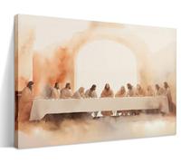 Jesus Last Supper Canvas Wall Art, Leonardo da Vinci Pictures Canvas Print Posters Wall Decor, Christian Wall Art Home Decor for Living Room Dining Room Decor 16x24 inch Framed