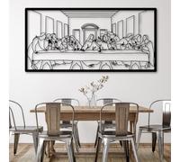 Jesus Last Supper Metal Wall Decor,Religious Decor,Large Wall Decor,Christian Metal Gift,Leonardo Da Vinci Artwork,Wall Decor for Living Room,Bedroom,Office (59"×29"/150×75cm) ( 69"×34"/175×87cm)