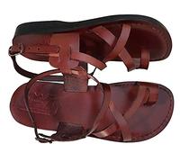 Jesus Leather Sandals Roman Style 06, dark brown, 9 UK