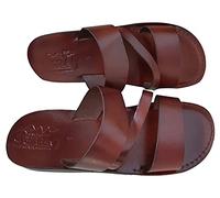 Jesus Leather Sandals Roman Style 10, dark brown, 8 UK