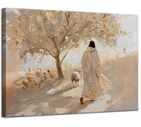 Jesus Leaves the 99 Sheep Canvas Wall Art Christian Jesus With Lamb Wall Decor Picture The Lost Sheep Bible of Parable Poster Print Good Shepherd Artwork for Prayer Room Church Decor 12x16in
