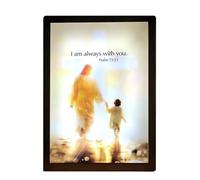Jesus Led Lamp, 4d Christ Light Frame, Wall Prayer Decor, Bedroom Altar Accent, Home Spiritual Lighting Religious Decoration Bedside Church Nursery Living Room Baptism Faith Ambiance Use Set 22x17cm